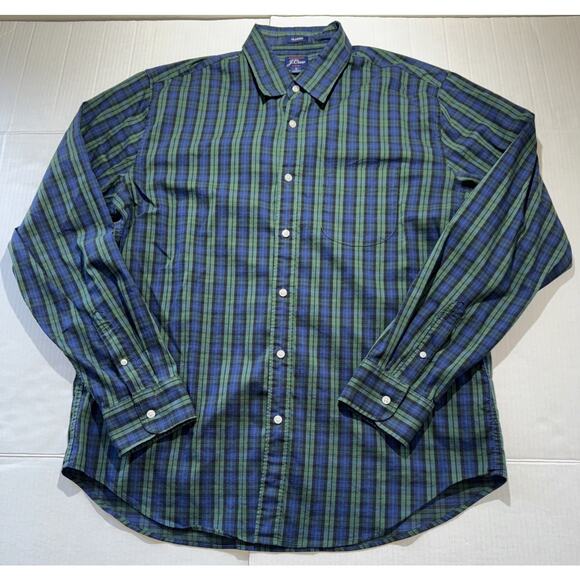 J.CREW Other - J. Crew Classic Performance Stretch Button Down Shirt Size L Blue/Green